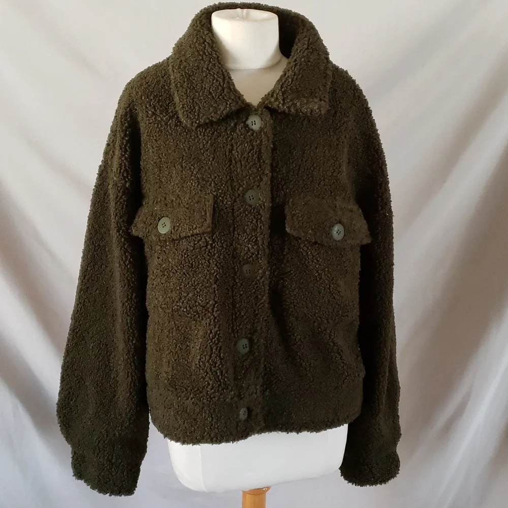 NEW Sanctuary Faux Shearling Crop Trucker Jacket